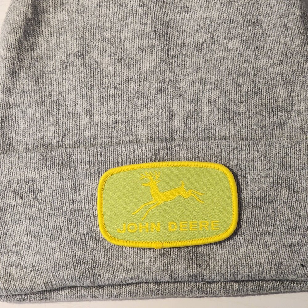 John Deere Patched Knit Cuffed Beanie in Gray